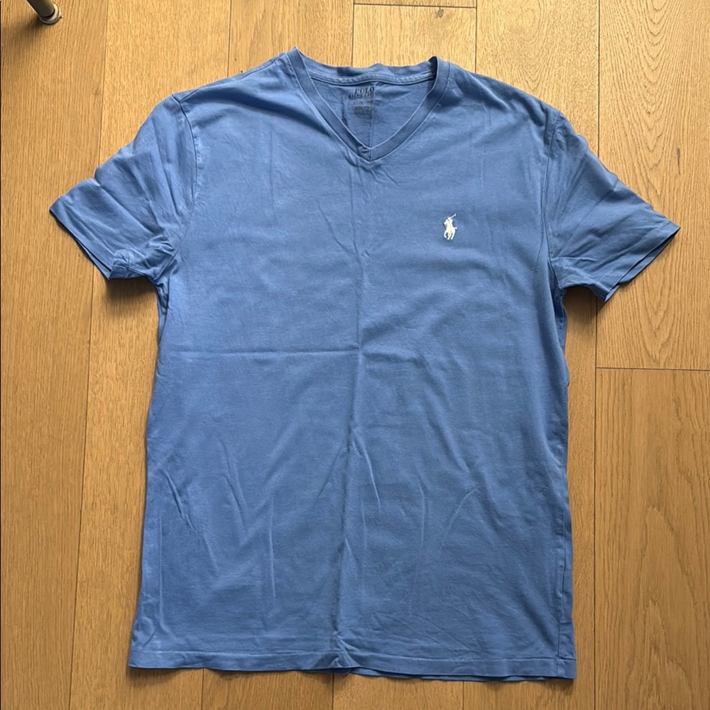 Polo by Ralph Lauren Men's Blue V-Neck T-Shirt